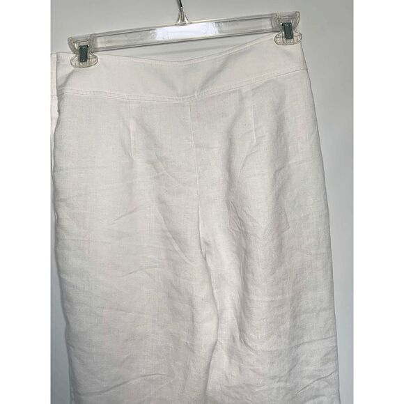 Club Monoco 22" Inseam White Linen Side Button Capri Pant - Picture 5 of 7